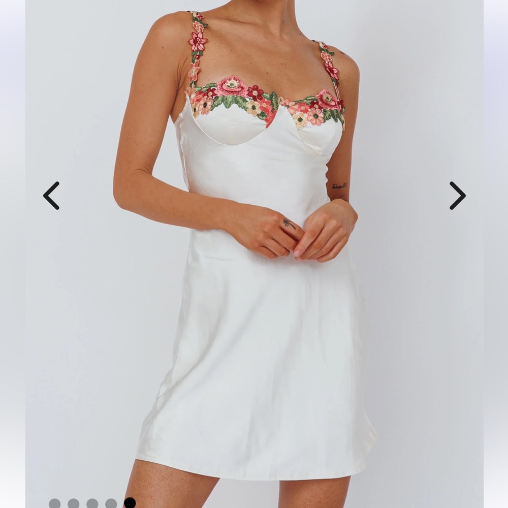 Selfie Leslie | Rose Garden Floral Mini Dress in Oyster